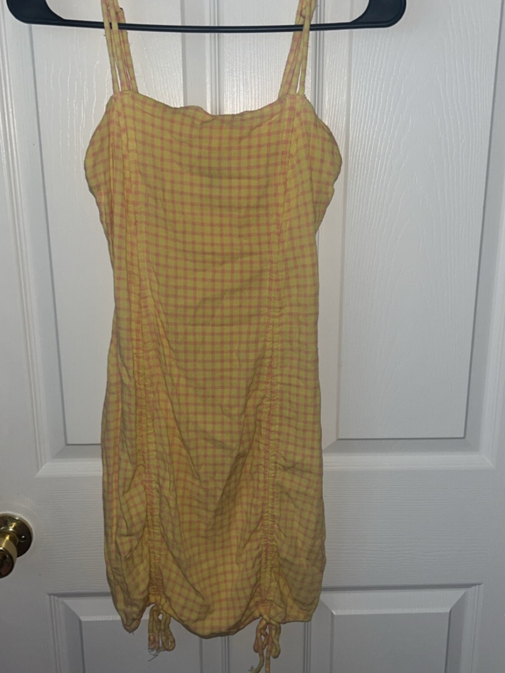 Yellow Plaid Spaghetti Strap Sundress